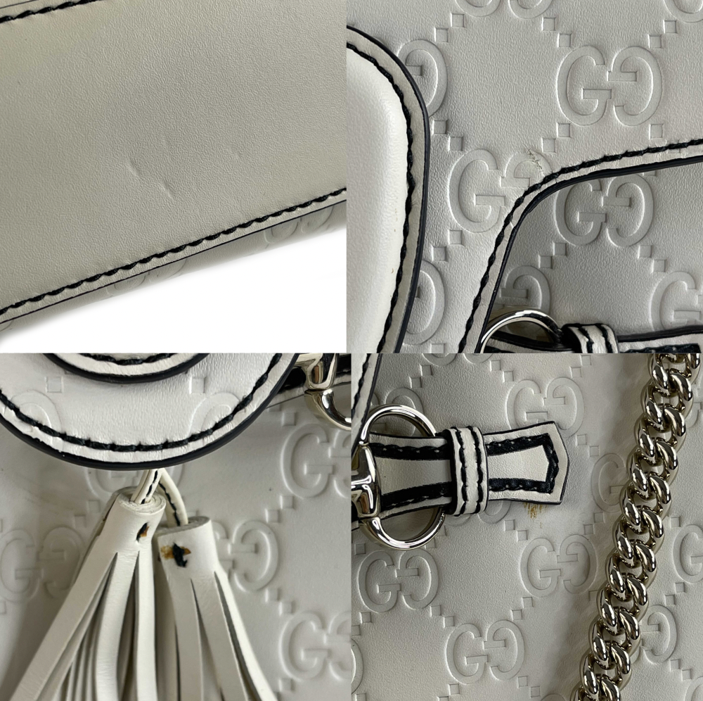 Gucci - Very Good - Emily Chain Flap Guccissima Medium - White - Handbag