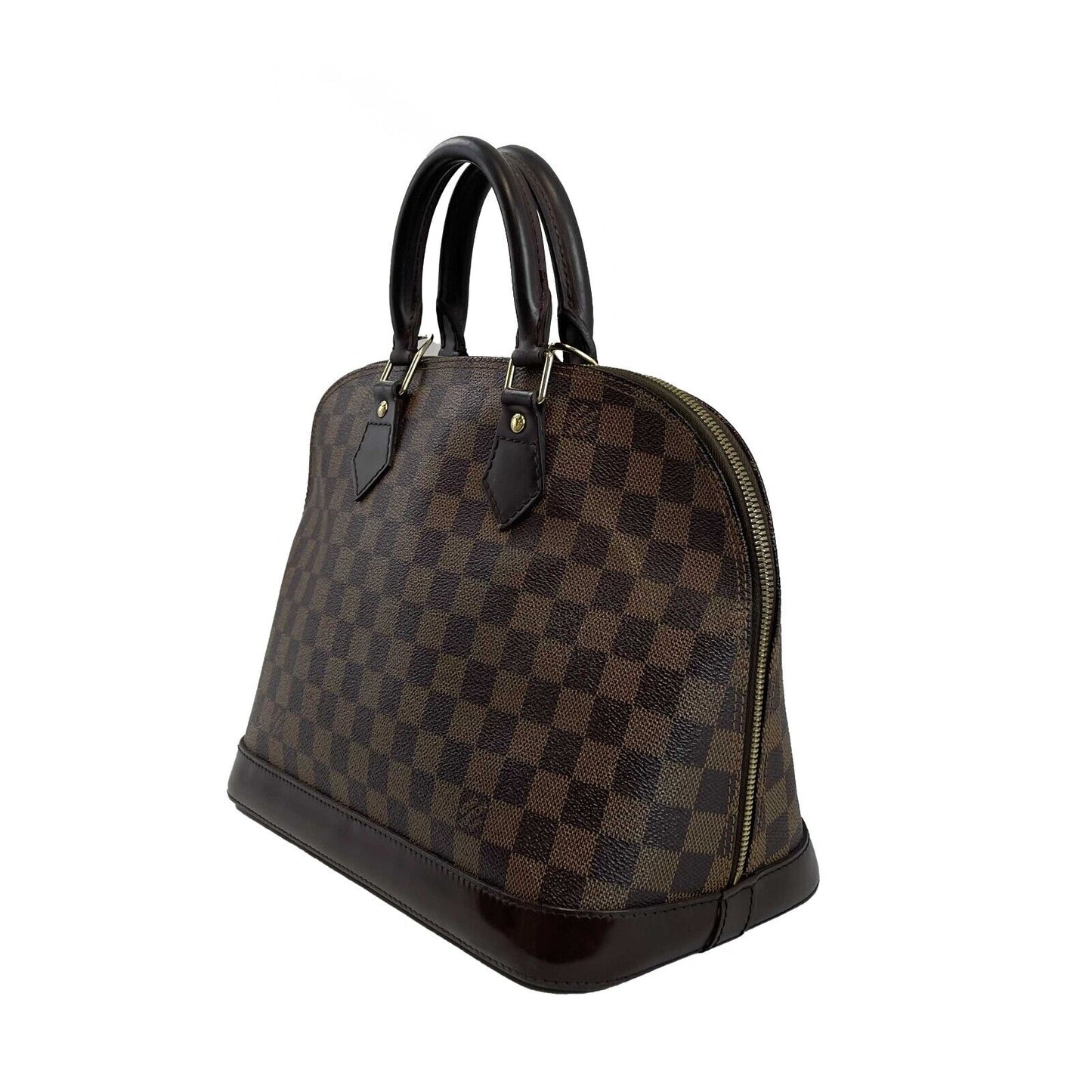 Louis Vuitton Alma Damier Ebene PM Brown Top Handle W/ Lock & Key