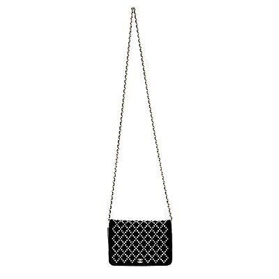 Chanel - Metiers d'Art 2017 Black Velvet and Pearl Crossbody Wallet on Chain