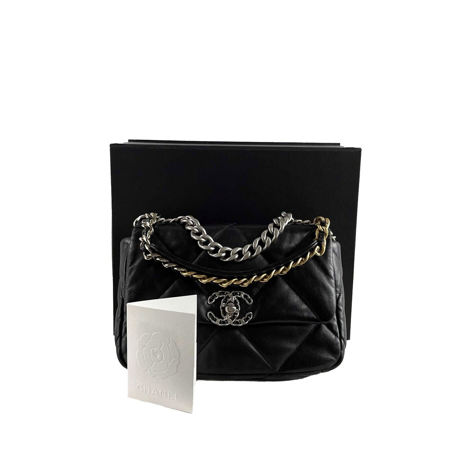 CHANEL - NEW Chanel 19 Medium CC Lambskin Black Flap Shoulder Bag