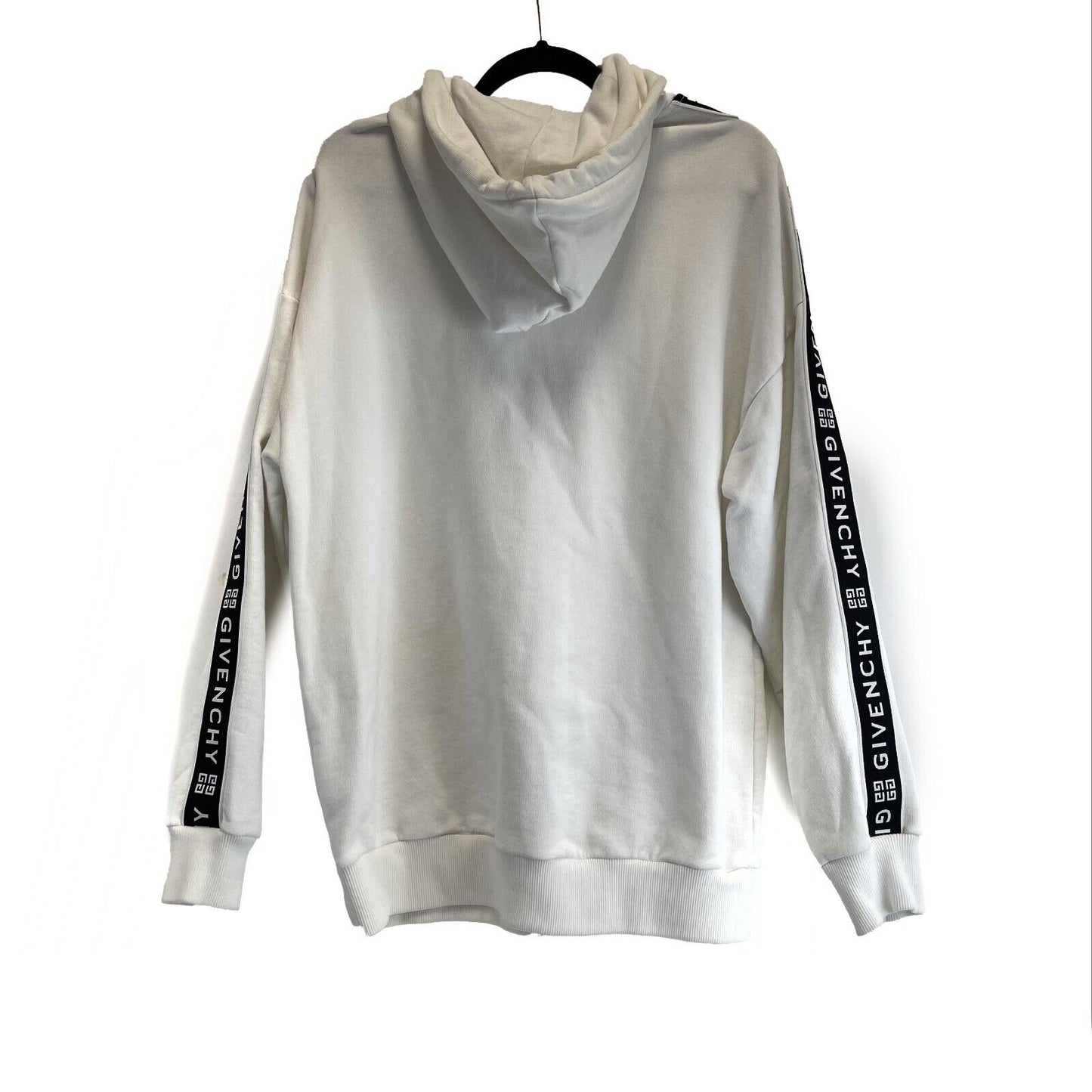 GIVENCHY - White Logo Tape - White / Black Hoodie - Size S