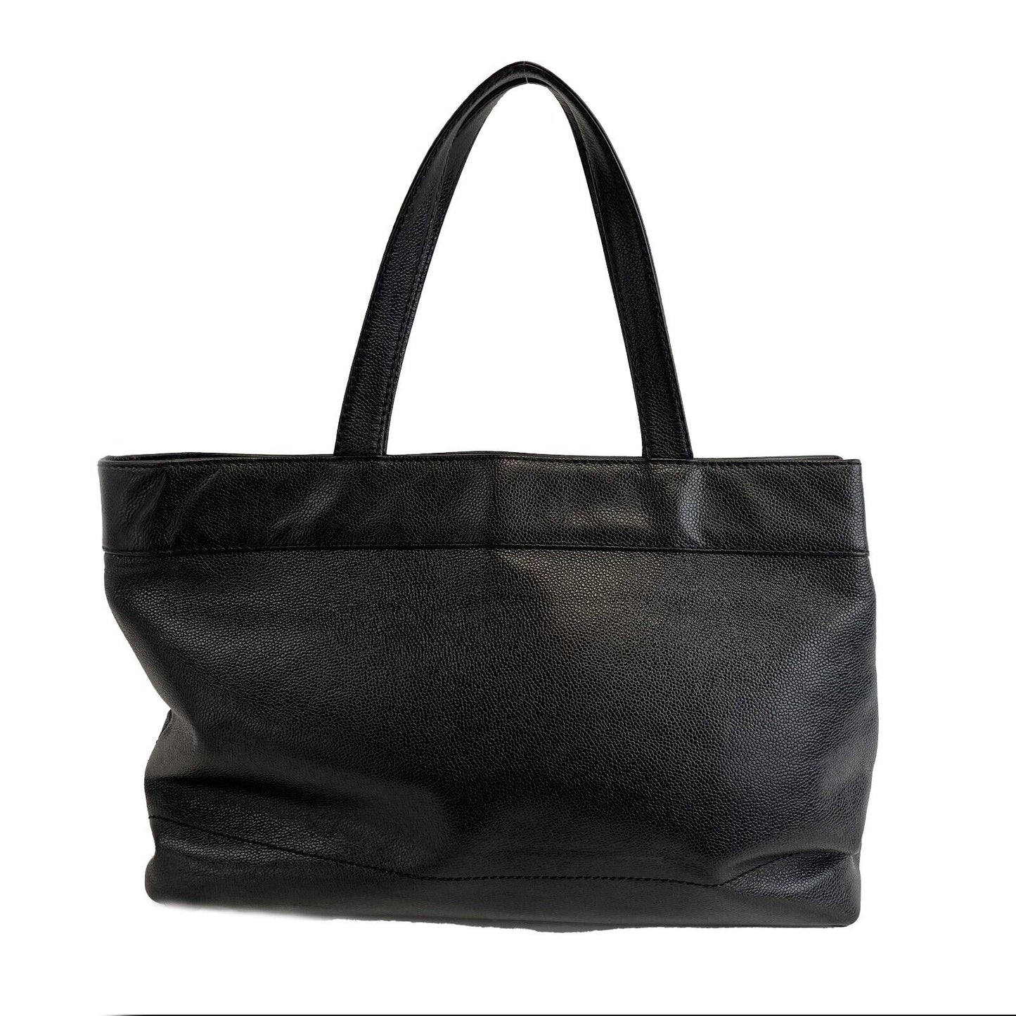 CHANEL - Vintage CC Open Caviar Leather Black Large Tote