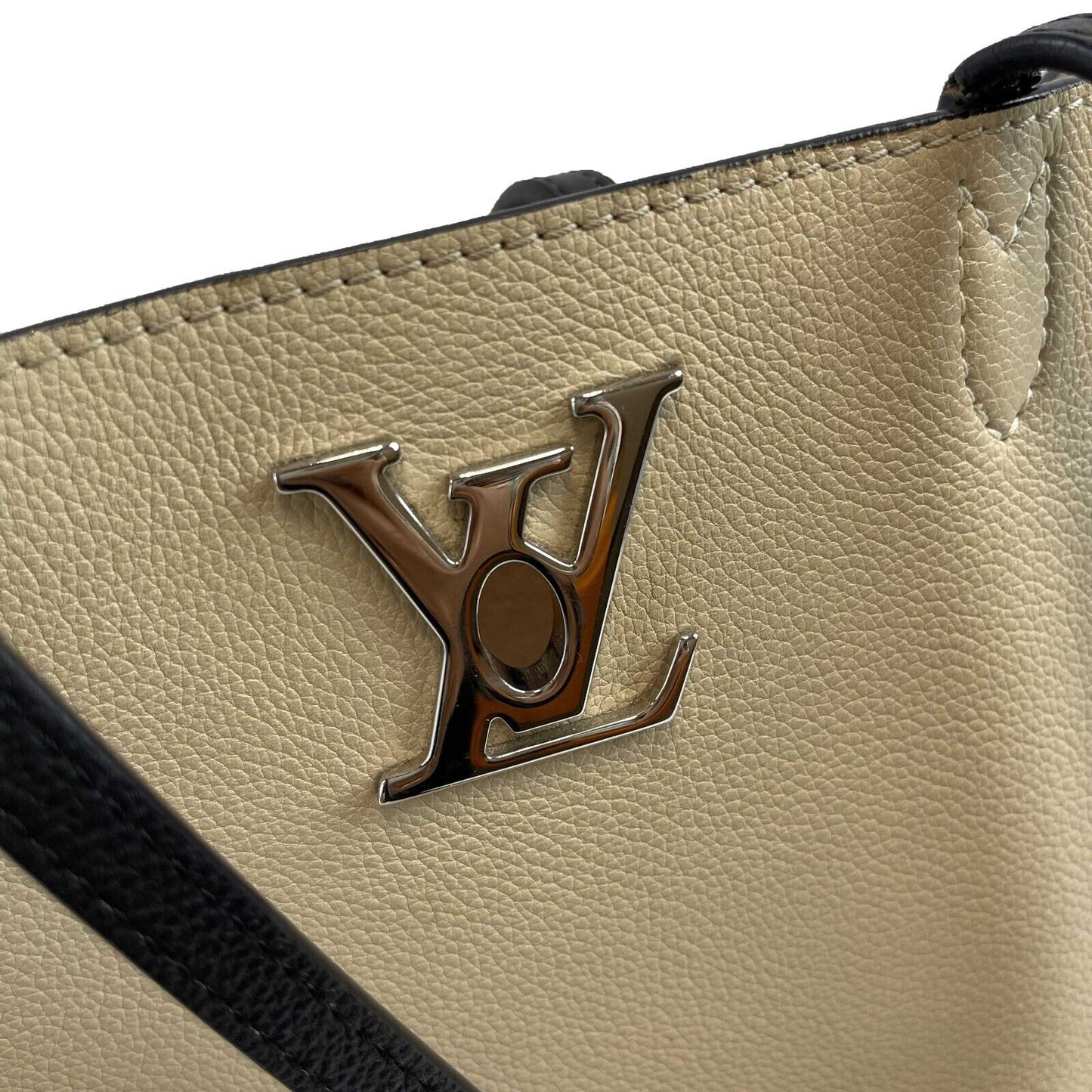 Louis Vuitton Twist Lock Me Go Tote Taurillon Beige and Black Handbag