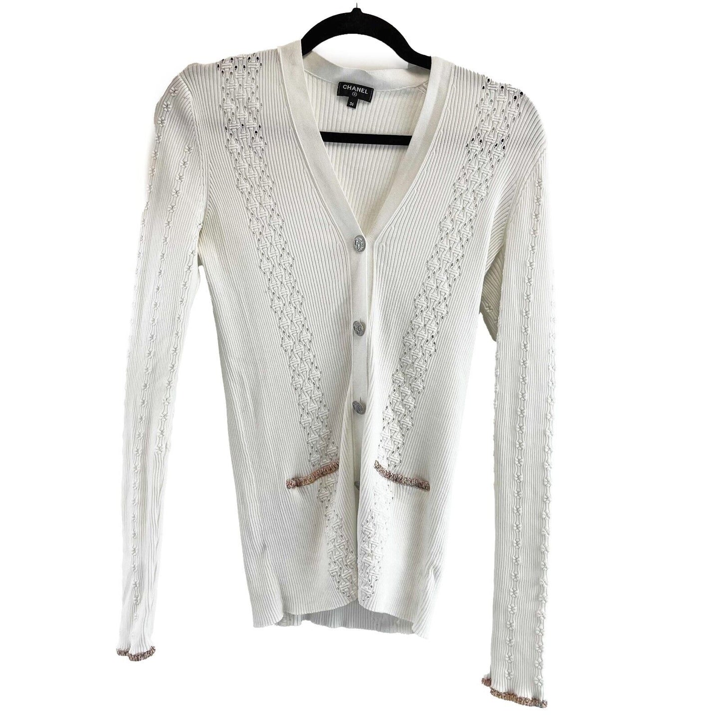 Chanel Chanel 17C White Cardigan Sweater Knitwear White 36 Top US 4