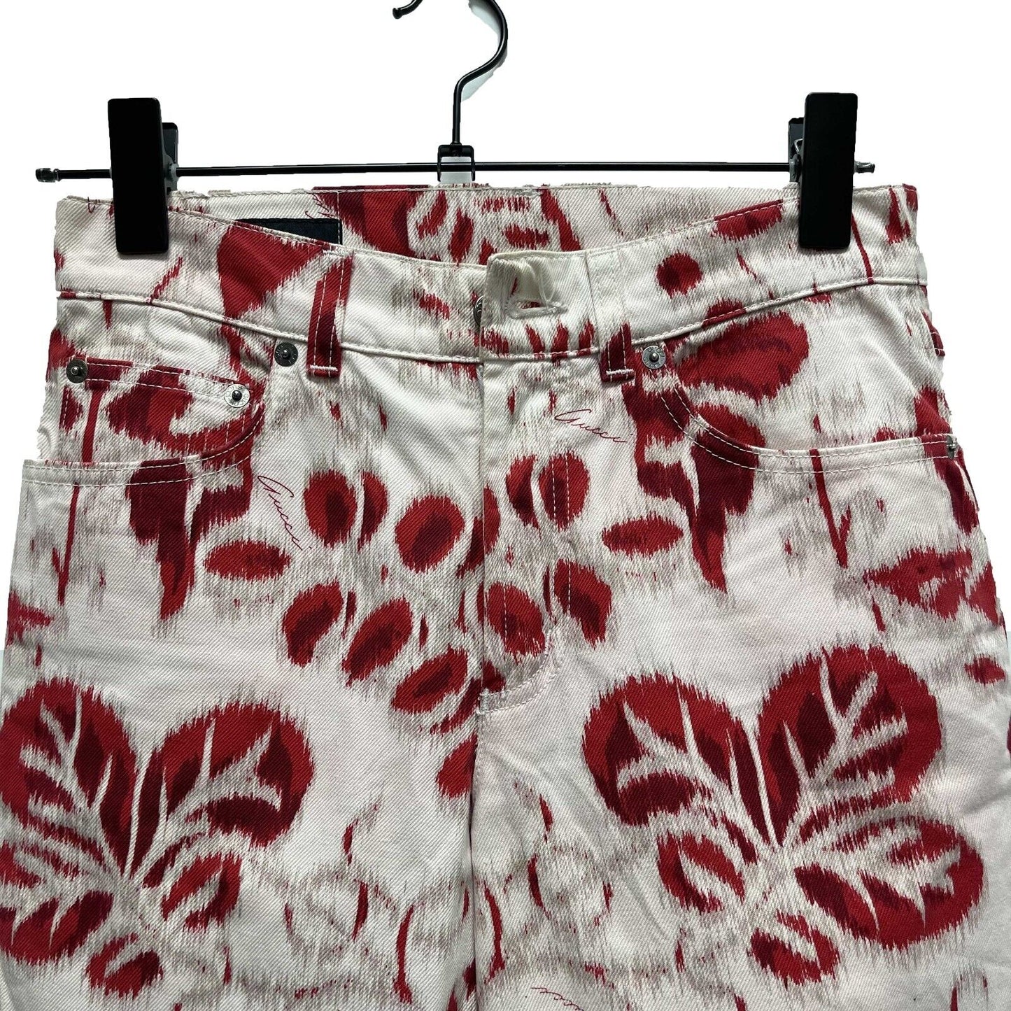 Gucci ULTRA RARE Runway Tom Ford Hawaii red and white jeans pants 38 US 2
