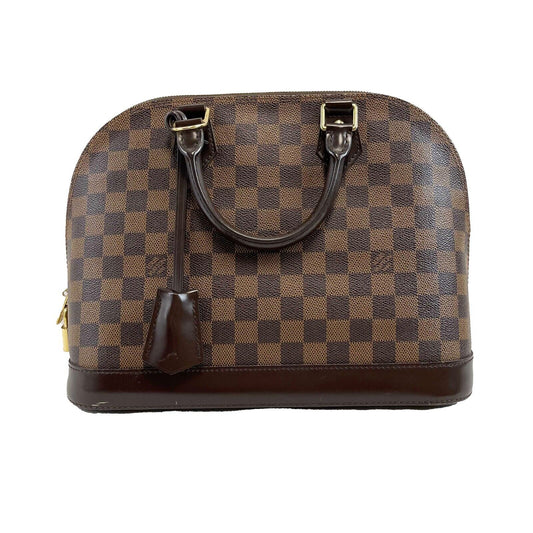 Louis Vuitton Alma Handbag Damier Ebene PM Brown W/ Lock & Keys