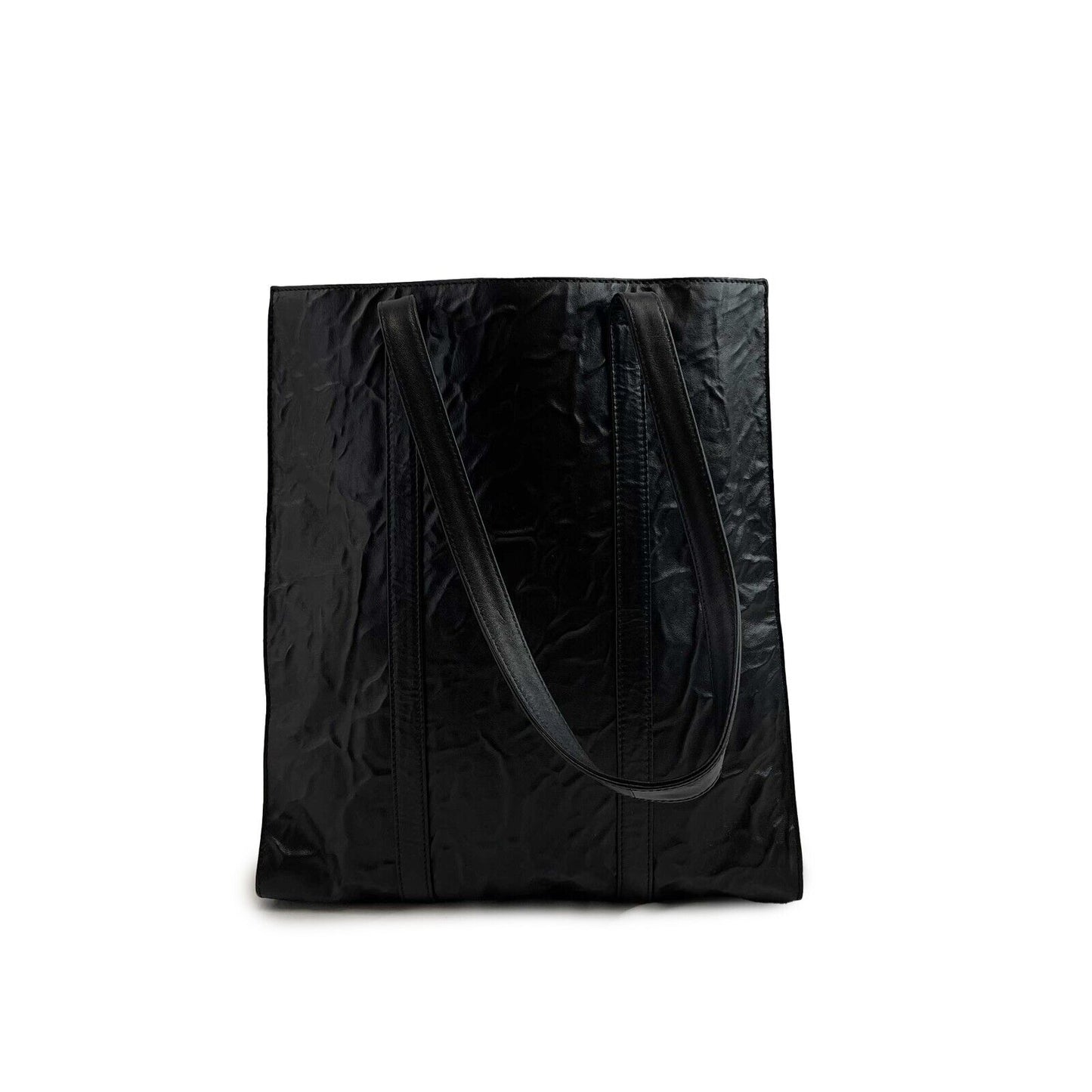 Prada - Pristine - Small Antique Nappa Shopping Leather Tote - Black - Handbag