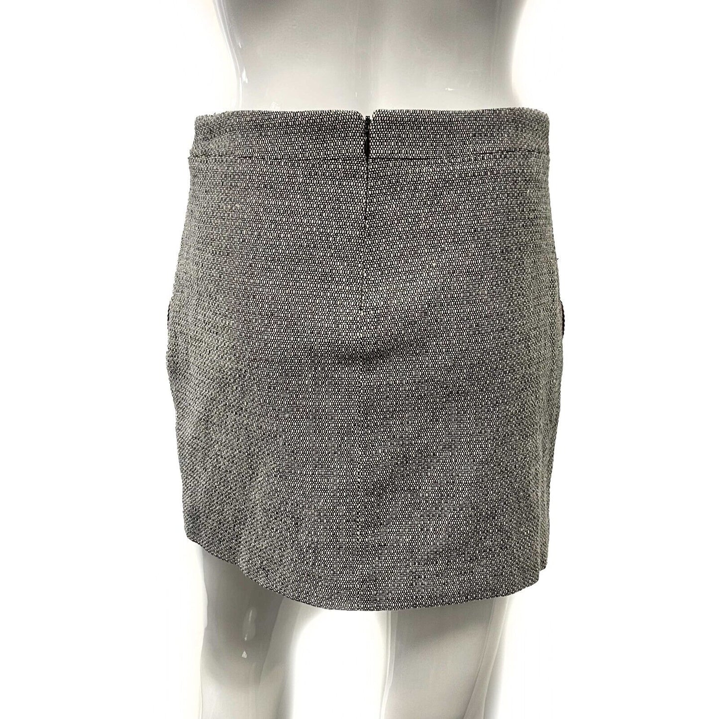 Stella McCartney Wool Mini Grey Tweed Embroidered Mini Skirt 38 US 4-6 Small