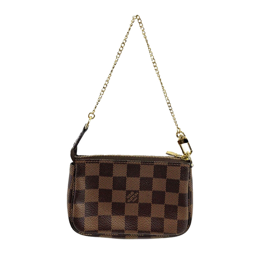 Louis Vuitton Mini Pochette Damier Ebene Brown Accessories