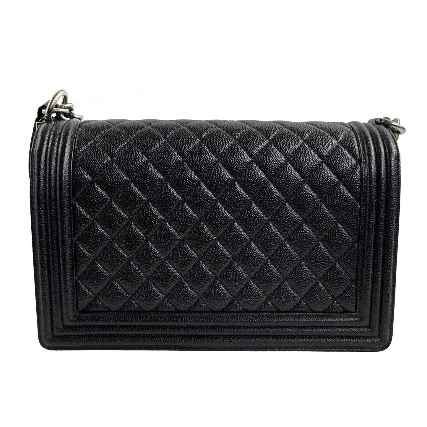 Chanel - CC Boy Flap Quilted Double Stitch New Medium - Black Caviar Leather