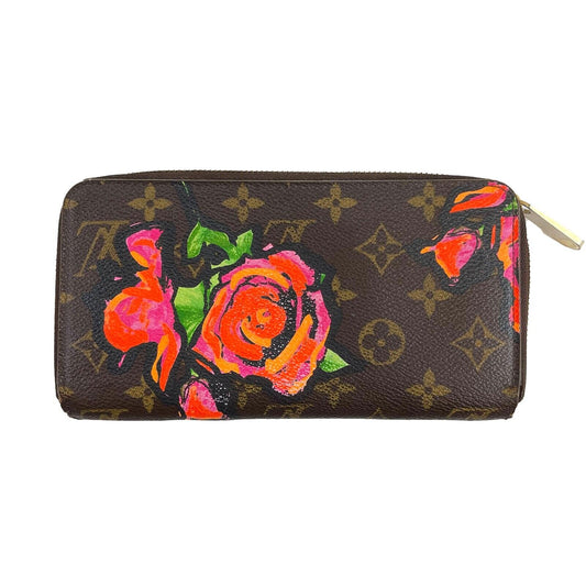 Louis Vuitton - LV Monogram Rose Steven Sprouse Zippy Brown Canvas Wallet