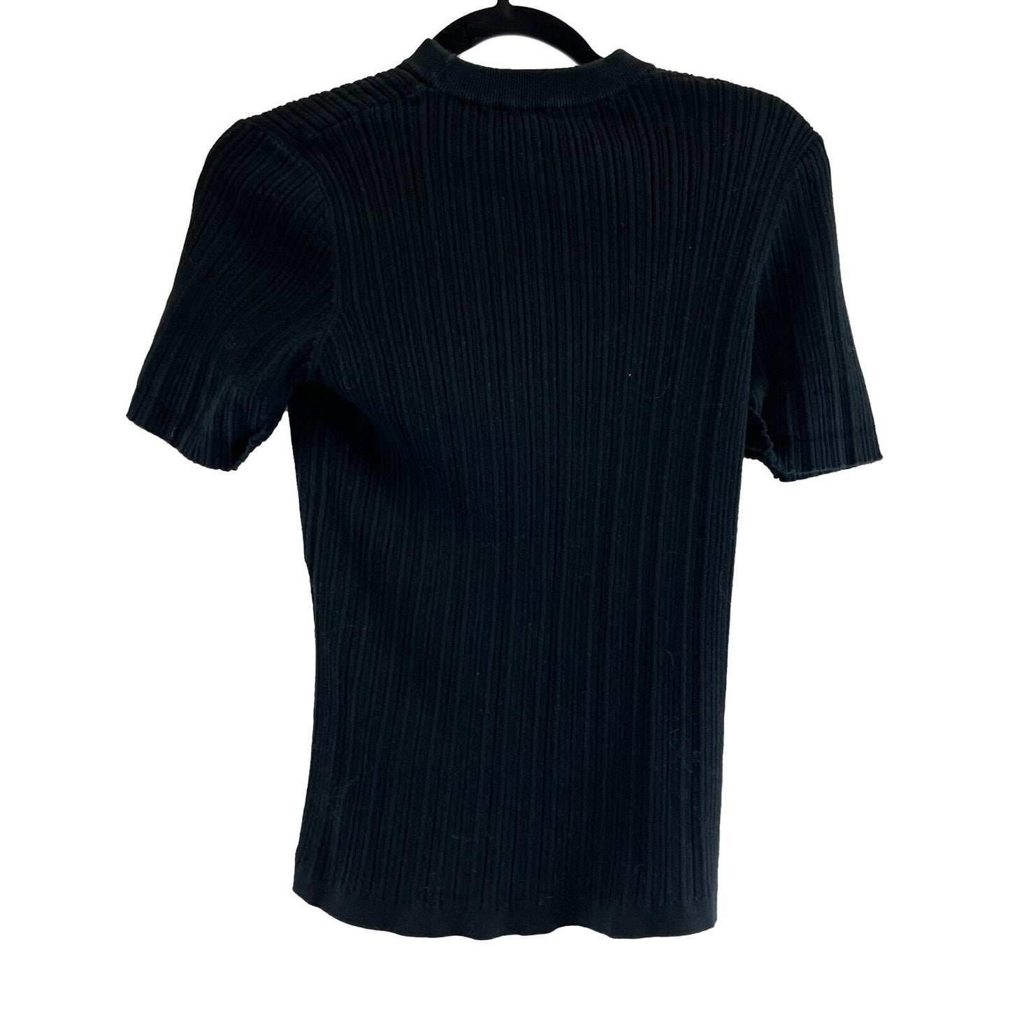 Chanel 21P RUNWAY Short Sleeve Knit Black White Top FR 38 US 4