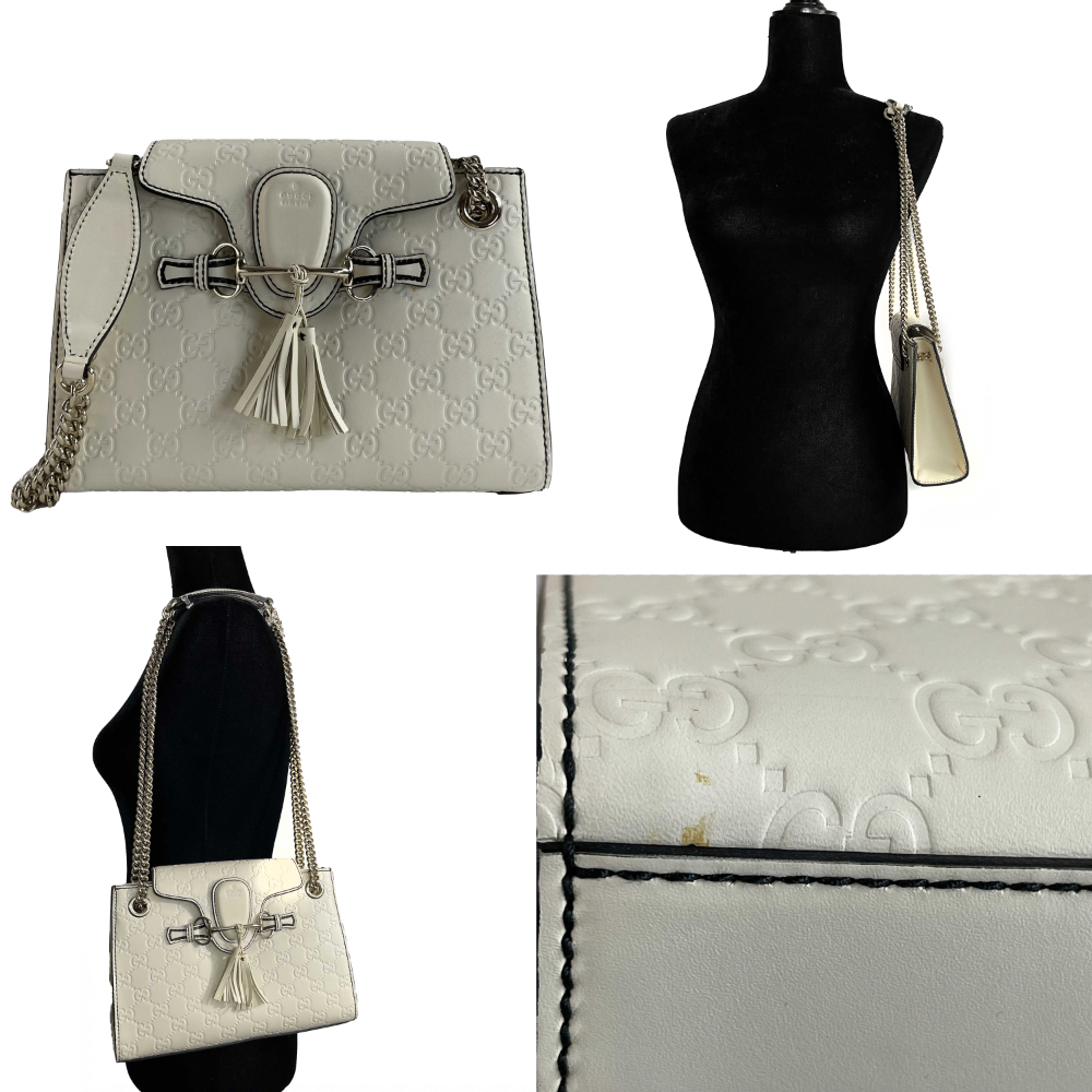 Gucci - Very Good - Emily Chain Flap Guccissima Medium - White - Handbag