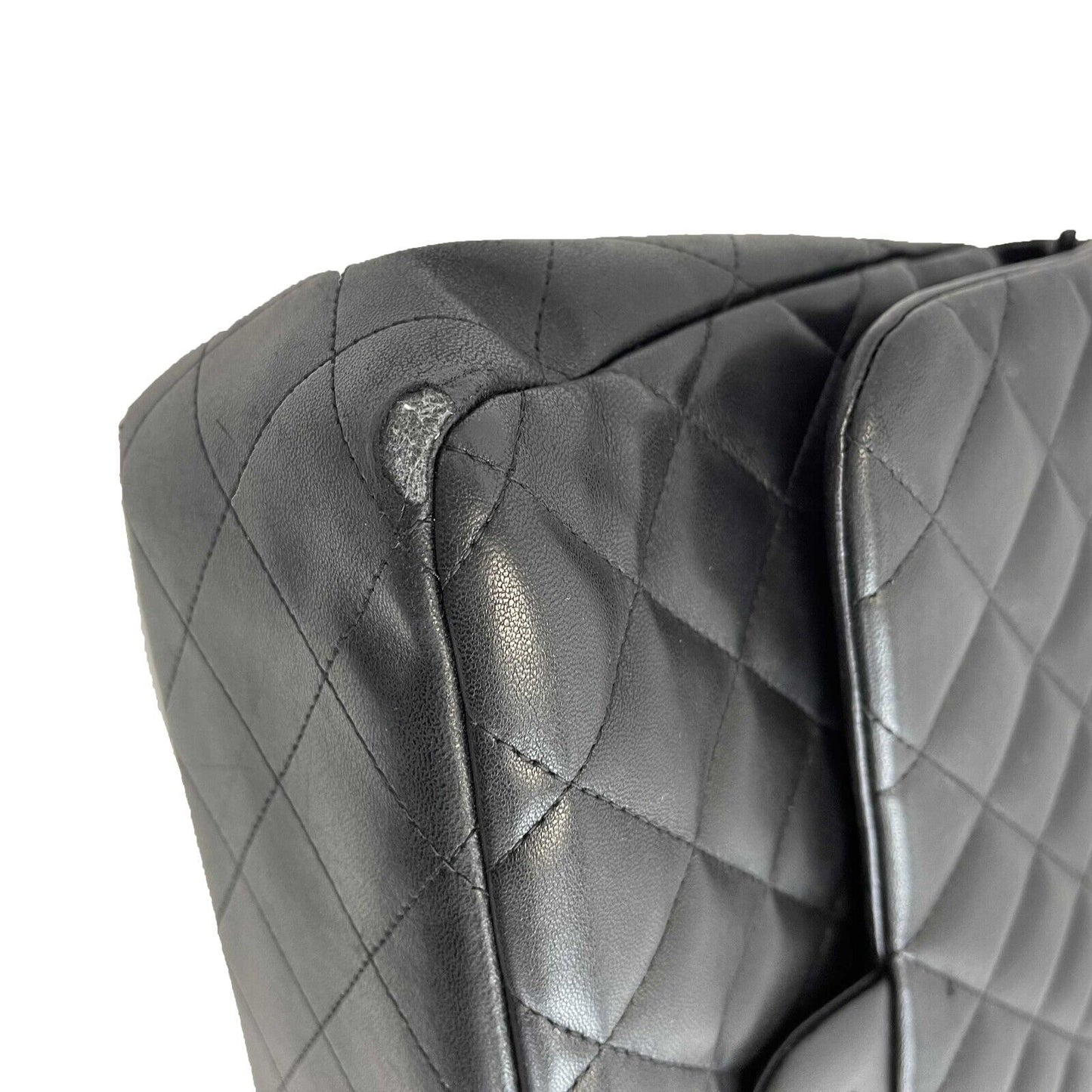 CHANEL - CC Lambskin Leather Quilted Jumbo Double Flap - Black Shoulder Bag