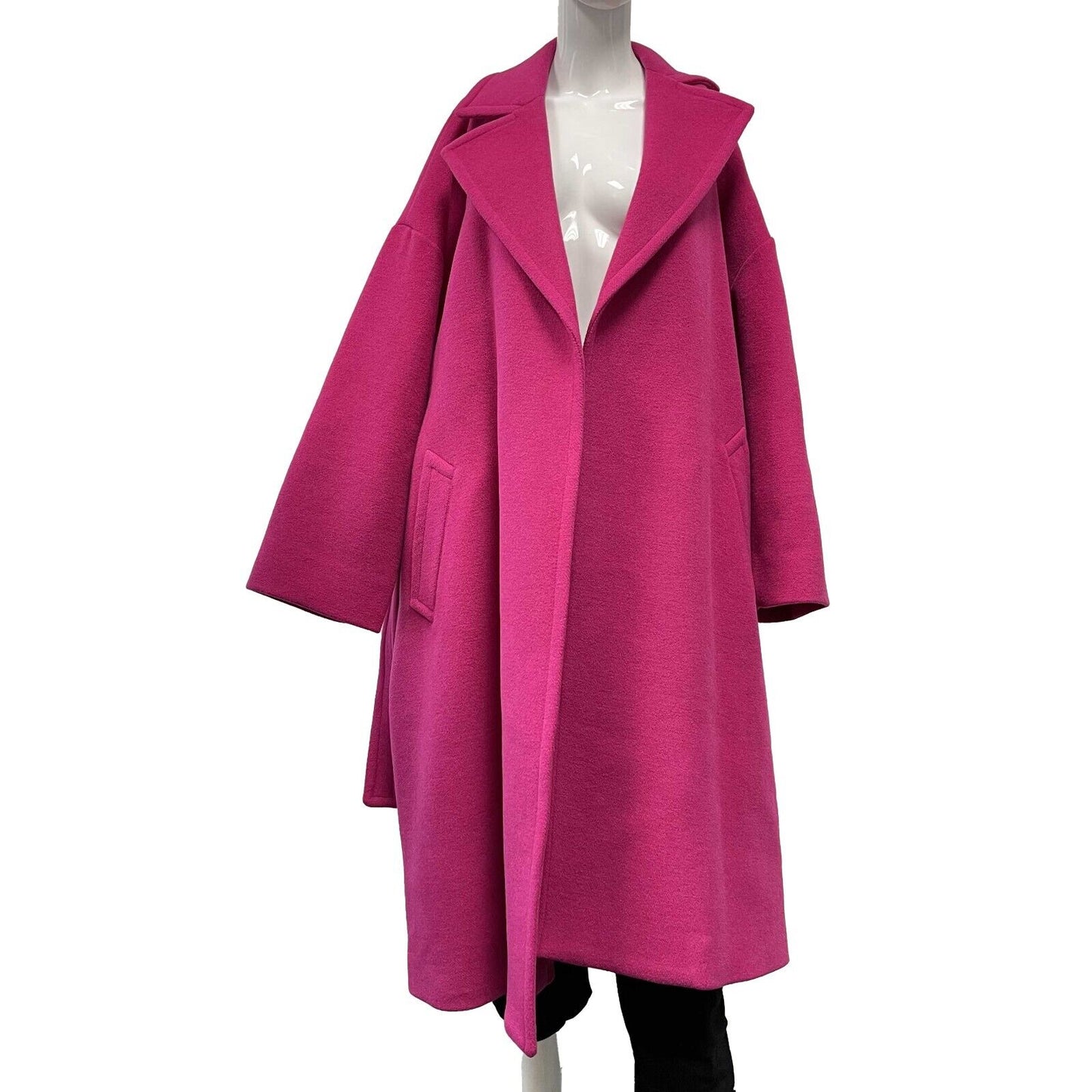 Balenciaga Excellent Hot Pink Camel Hair Wool Oversized Belt Coat 34 US 4