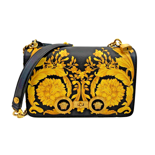 Versace Barocco Icon Borsa Vitello St. Baroque Black and Gold Handbag 2018