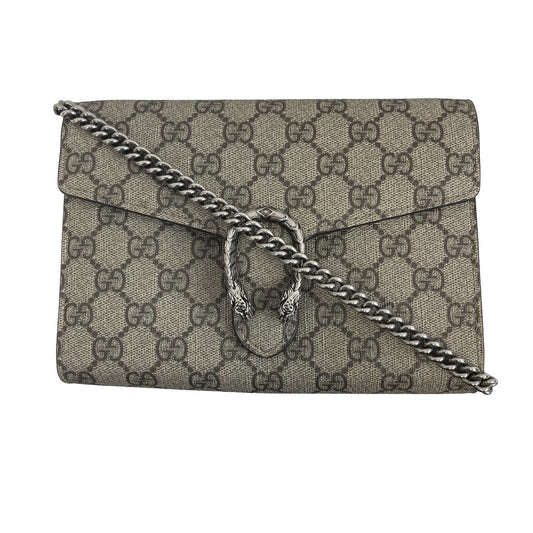 Gucci - Excellent Dionysus Beige / Ebony GG Supreme Chain Wallet / Crossbody