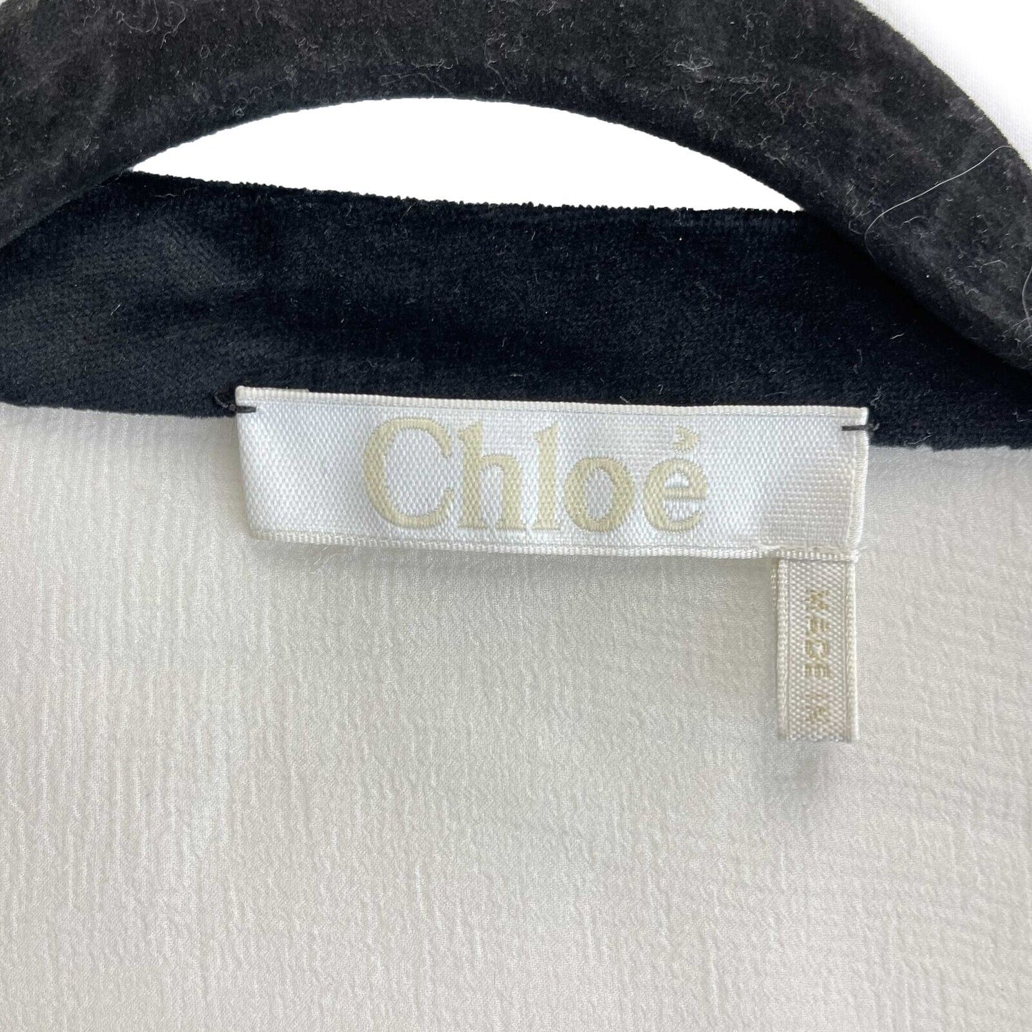 Chloe Long Sleeve Ruffle Silk Trim Tie Neck Blouse Cream 36 US 0