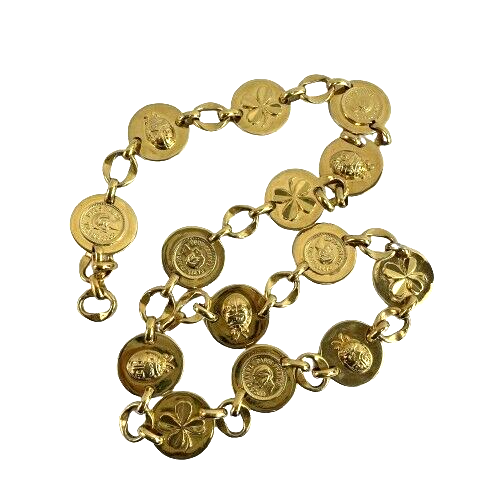 Chanel Charm Gold Coin Medallion Vintage Belt Necklace
