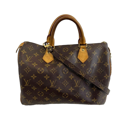 Louis Vuitton - LV - Speedy 30 - Brown / Tan Monogram Canvas Top Handle w/ Strap