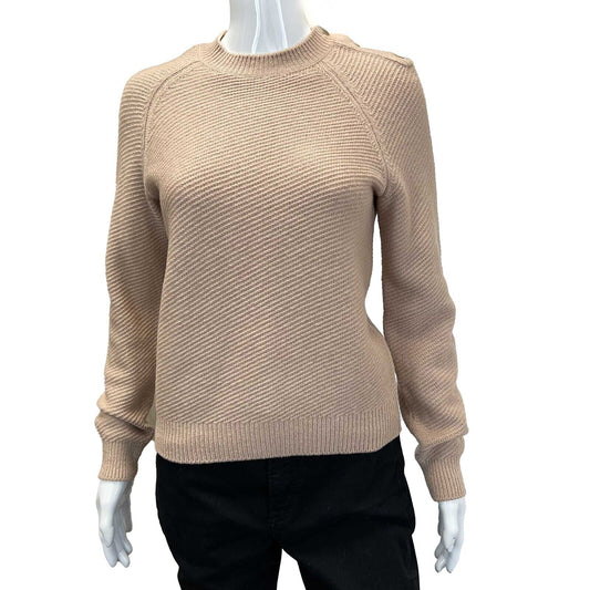 Chanel 16A Rome Camel Jumper Sweater Logo Buttons Beige 34 US 2 Pristine