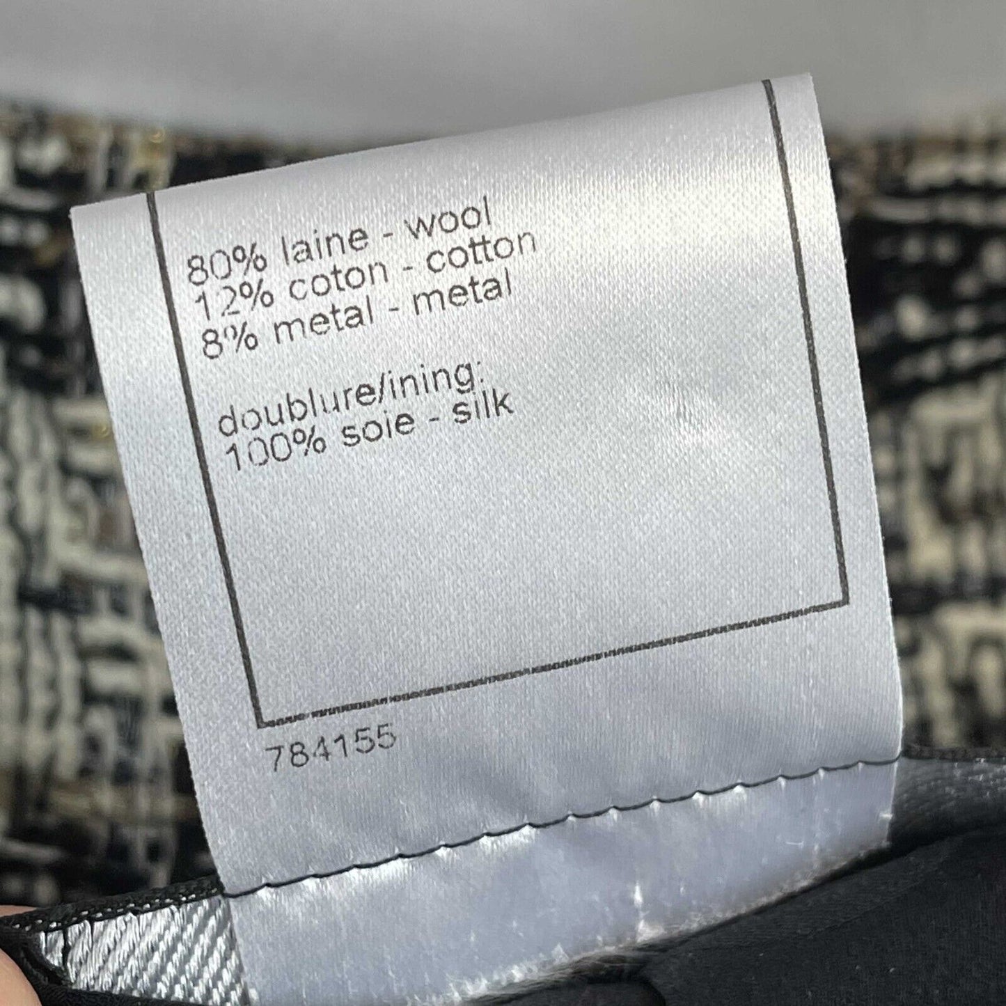 Chanel 08A Tweed Checked Metallic Blazer White & Black Jacket 46 US 14