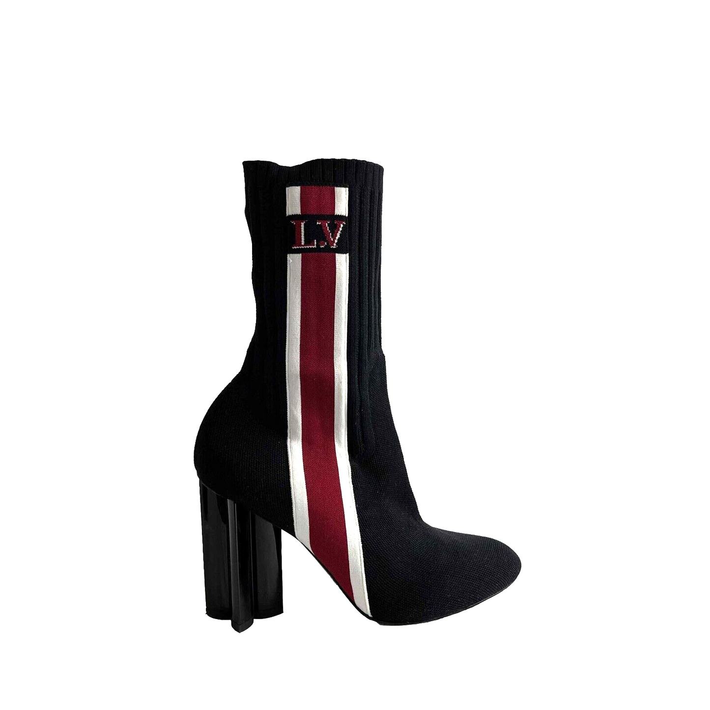 Louis Vuitton Stretch Fabric Silhouette Stripe Ankle Boots Black 36.5 US 6 Shoes