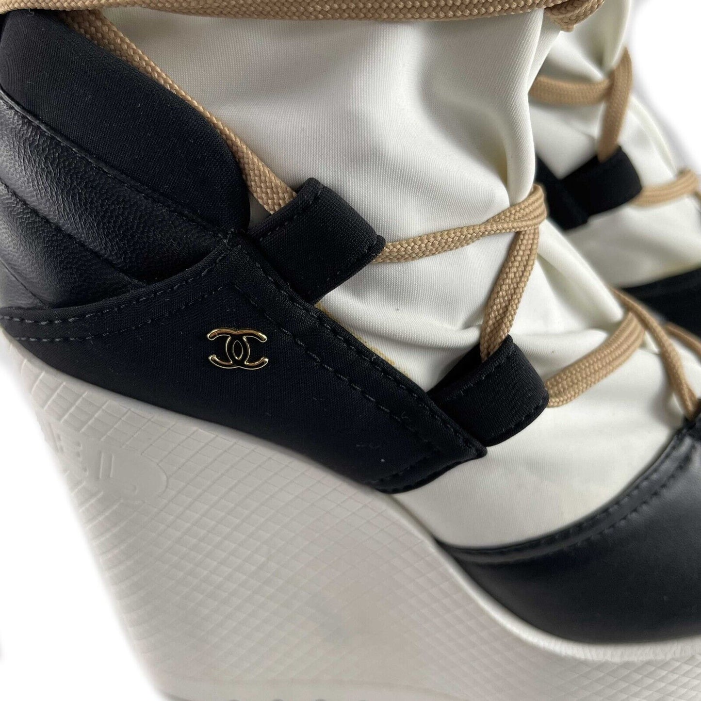 Chanel Runway Wedge Short Platform Boots 37