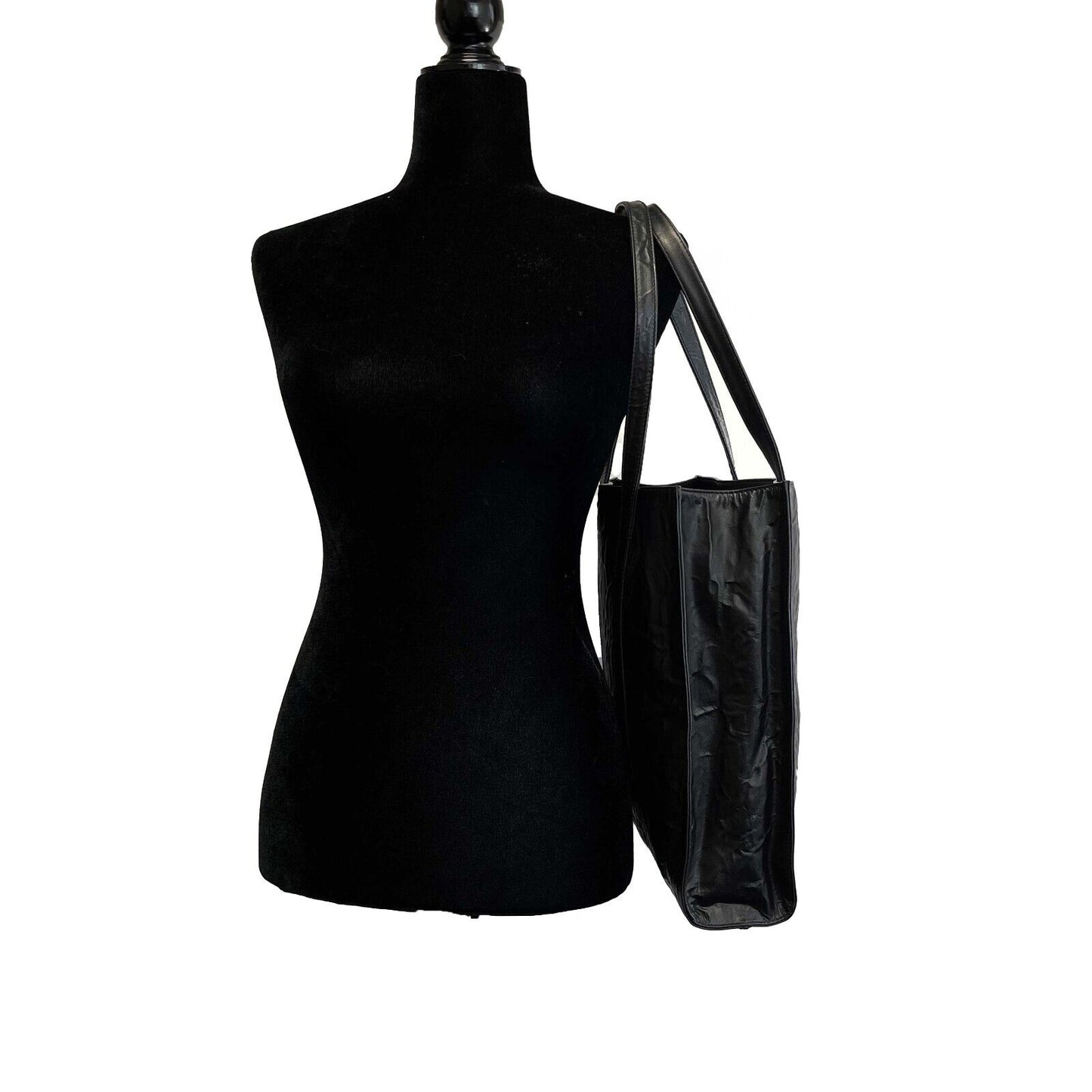 Prada - Pristine - Small Antique Nappa Shopping Leather Tote - Black - Handbag