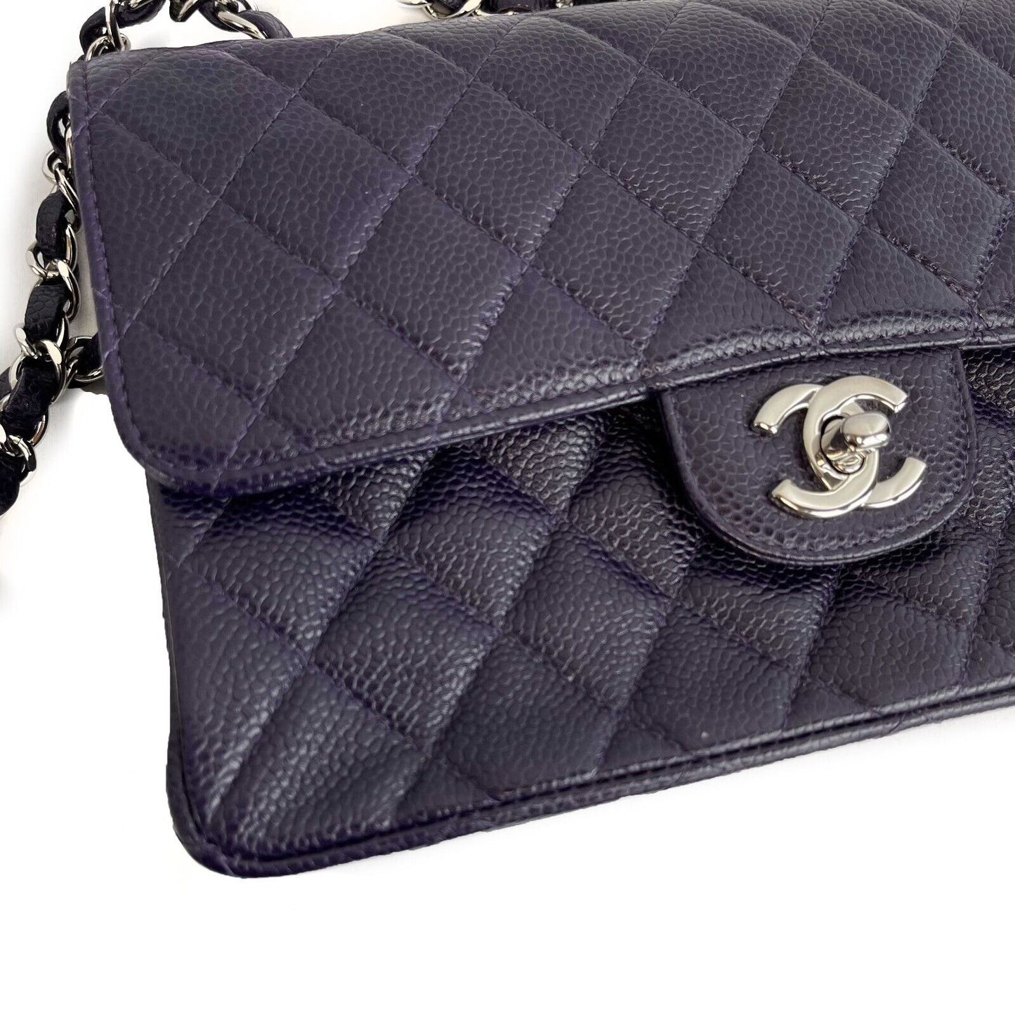 Chanel - Excellent - Caviar RARE Purple Quilted Small Double Flap - Handbag