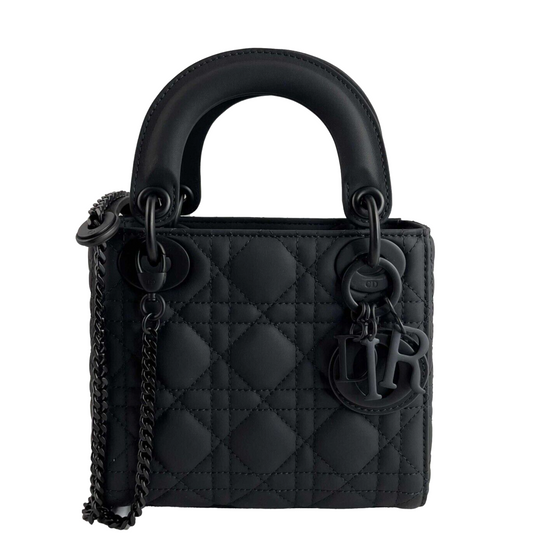 Christian Dior My ABCDior Mini Lady Dior Ultra Matte Cannage Quilted Black