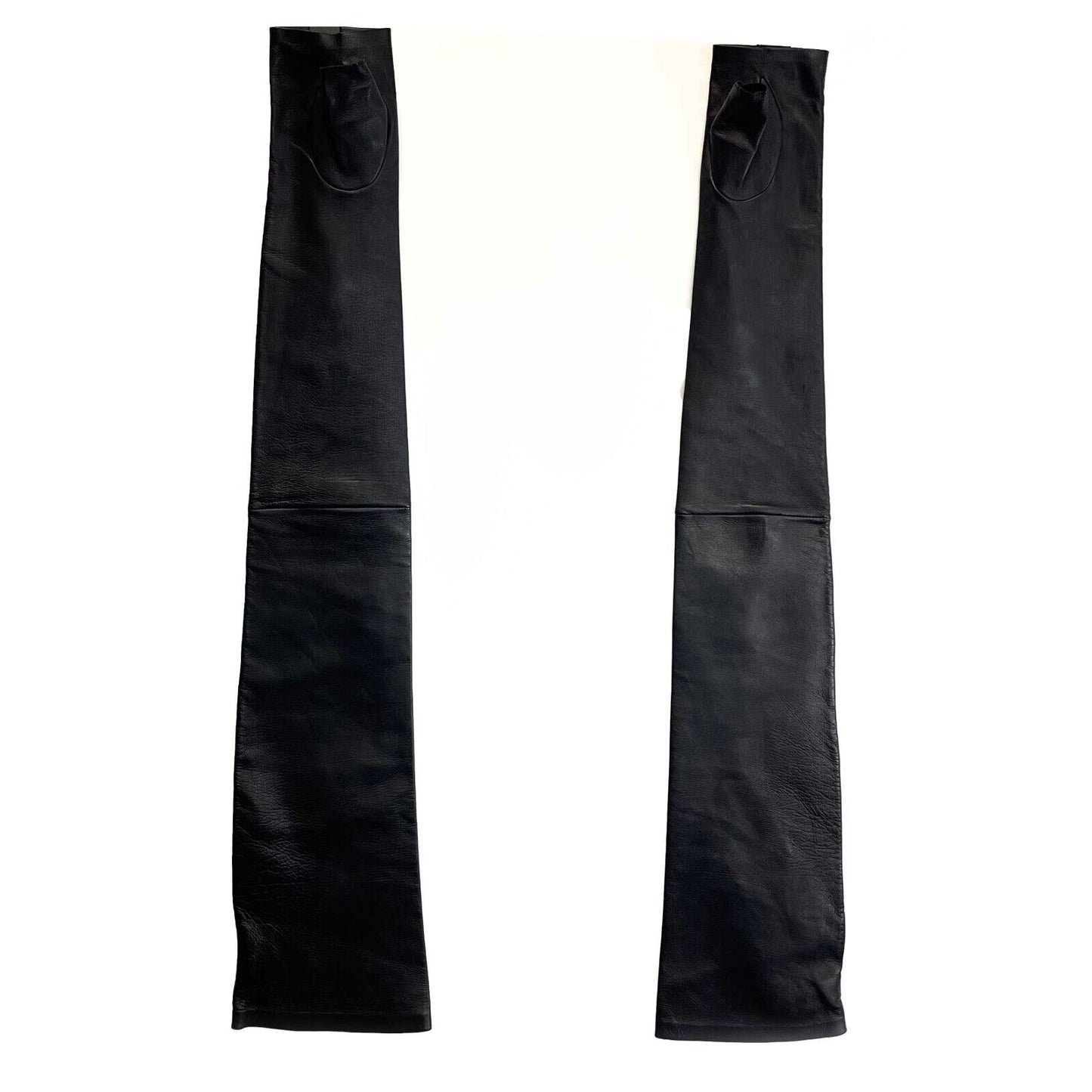 Chanel New w/ Tags Leather Fingerless Long Gloves Black 18A 7.5