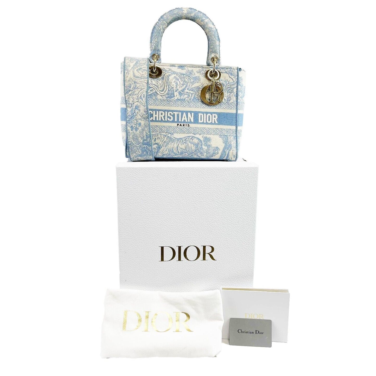 Christian Dior Toile de Jouy Lady D-Lite Bag Embroidered Canvas Cornflower Blue