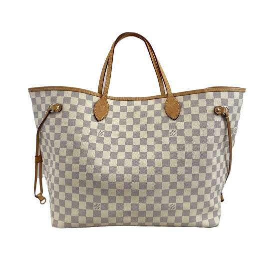 Louis Vuitton Neverfull GM Damier Azur W/Pouch White Handbag