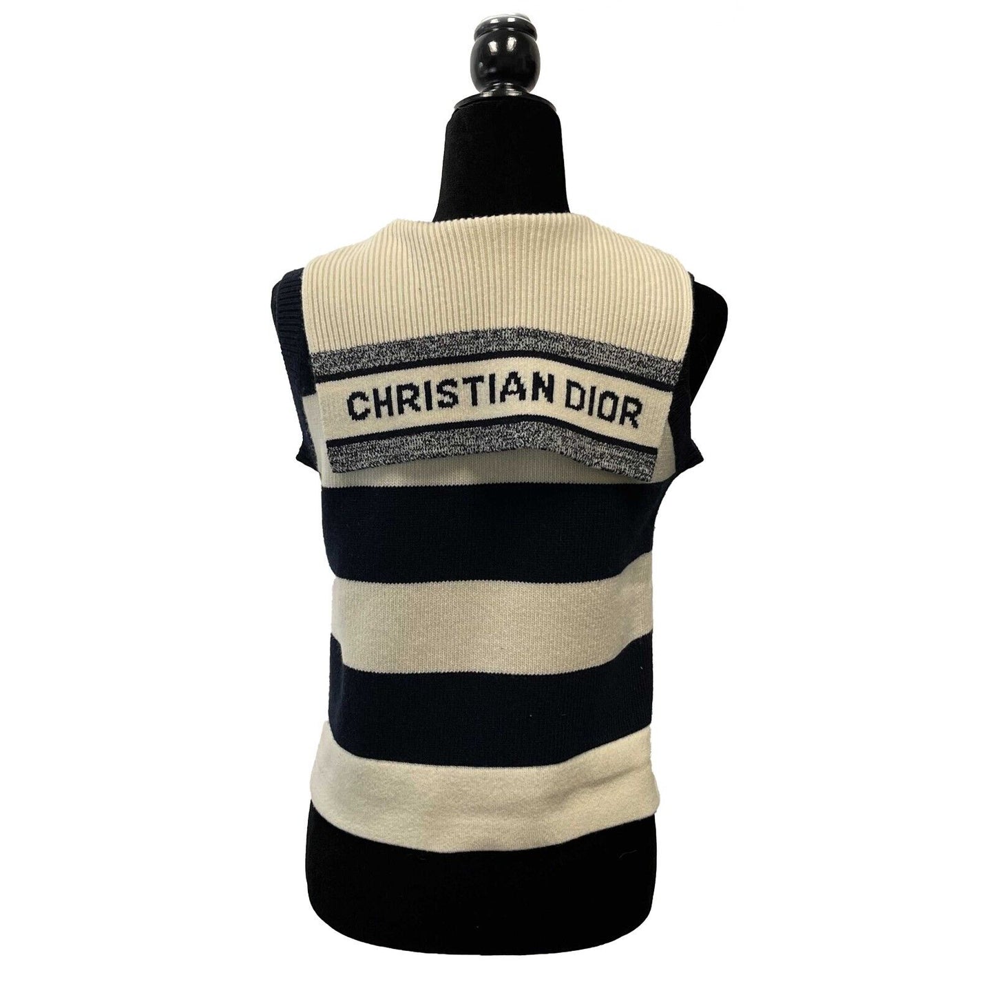 Christian Dior Marinière motif RARE Sailor Sleeveless Sweater Navy Top 34 US 2