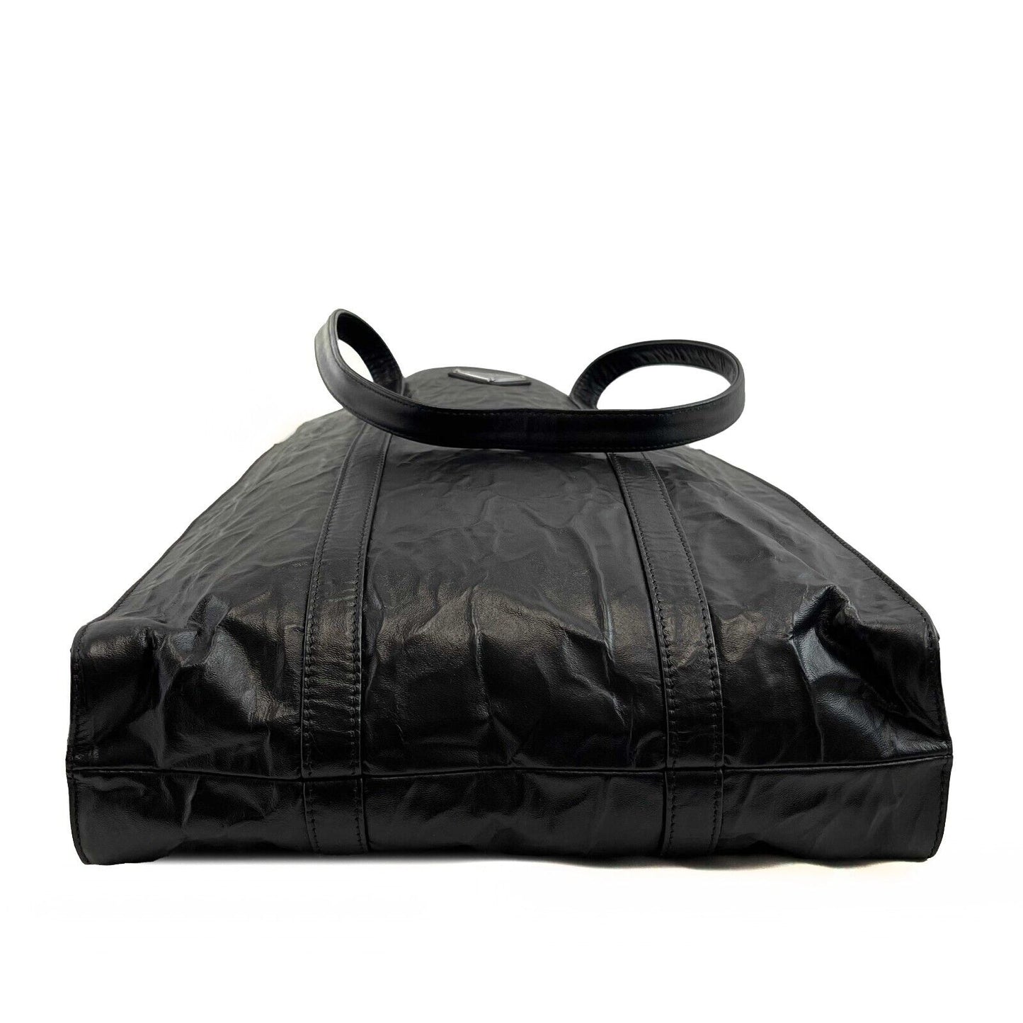 Prada - Pristine - Small Antique Nappa Shopping Leather Tote - Black - Handbag