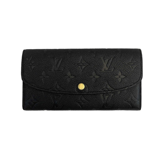 Louis Vuitton - NEW Emilie Wallet - Monogram Empreinte Black Leather - FULL KIT