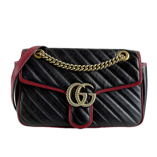 Gucci GG Marmont Flap Diagonal Quilted Leather Small