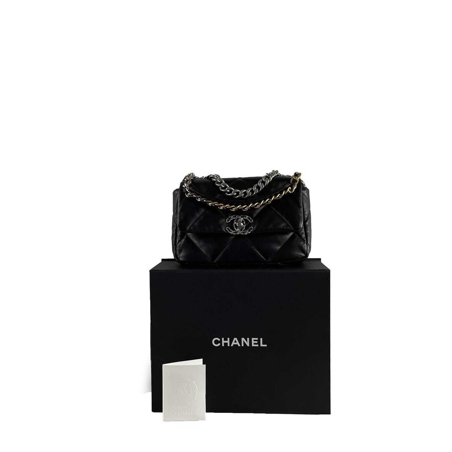 CHANEL - NEW Chanel 19 Medium CC Lambskin Black Flap Shoulder Bag