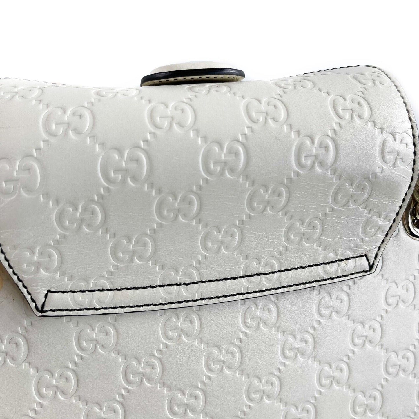 Gucci - Very Good - Emily Chain Flap Guccissima Medium - White - Handbag
