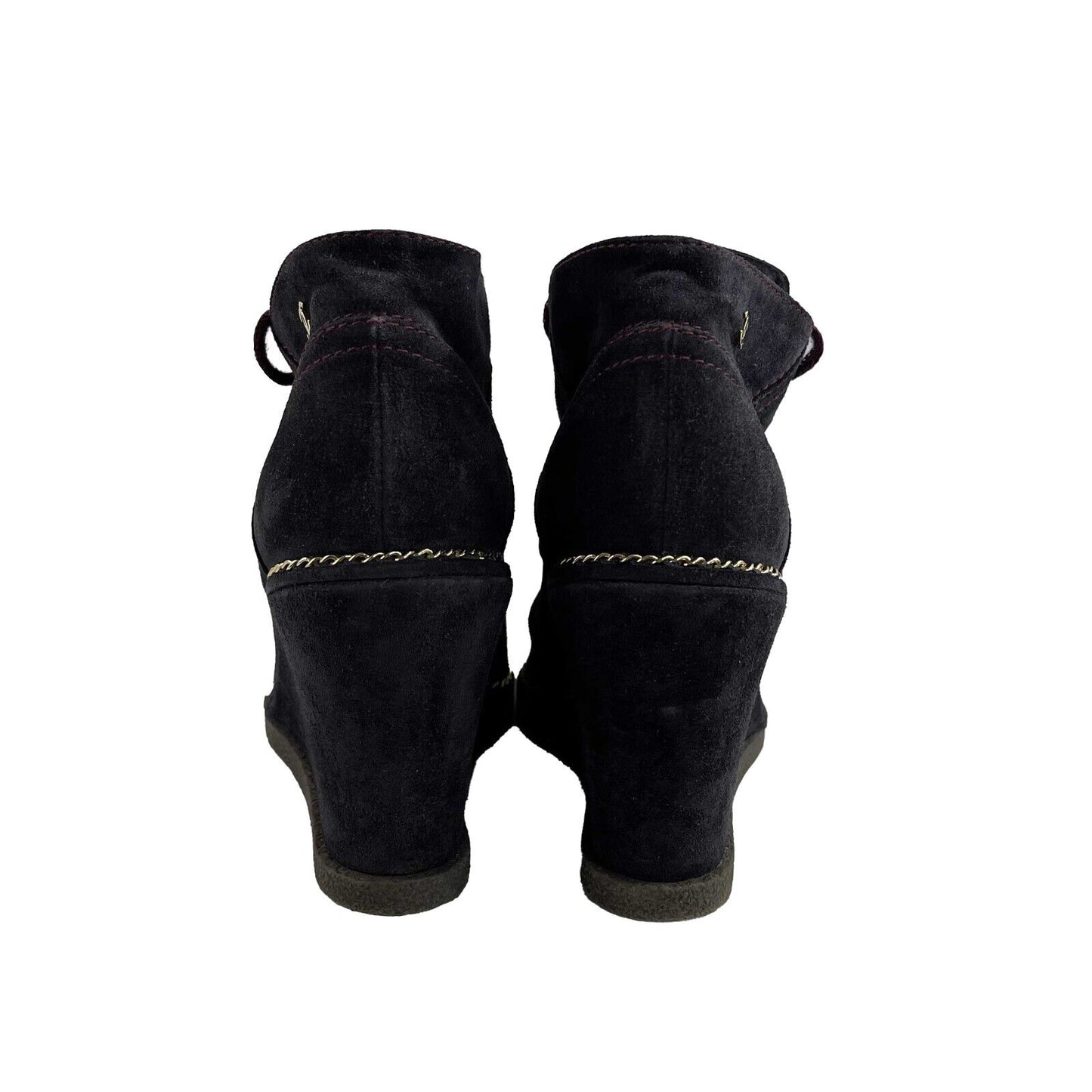 Chanel - Suede Chain Wedge - Dark Blue CC Boot - 37.5 US 7.5