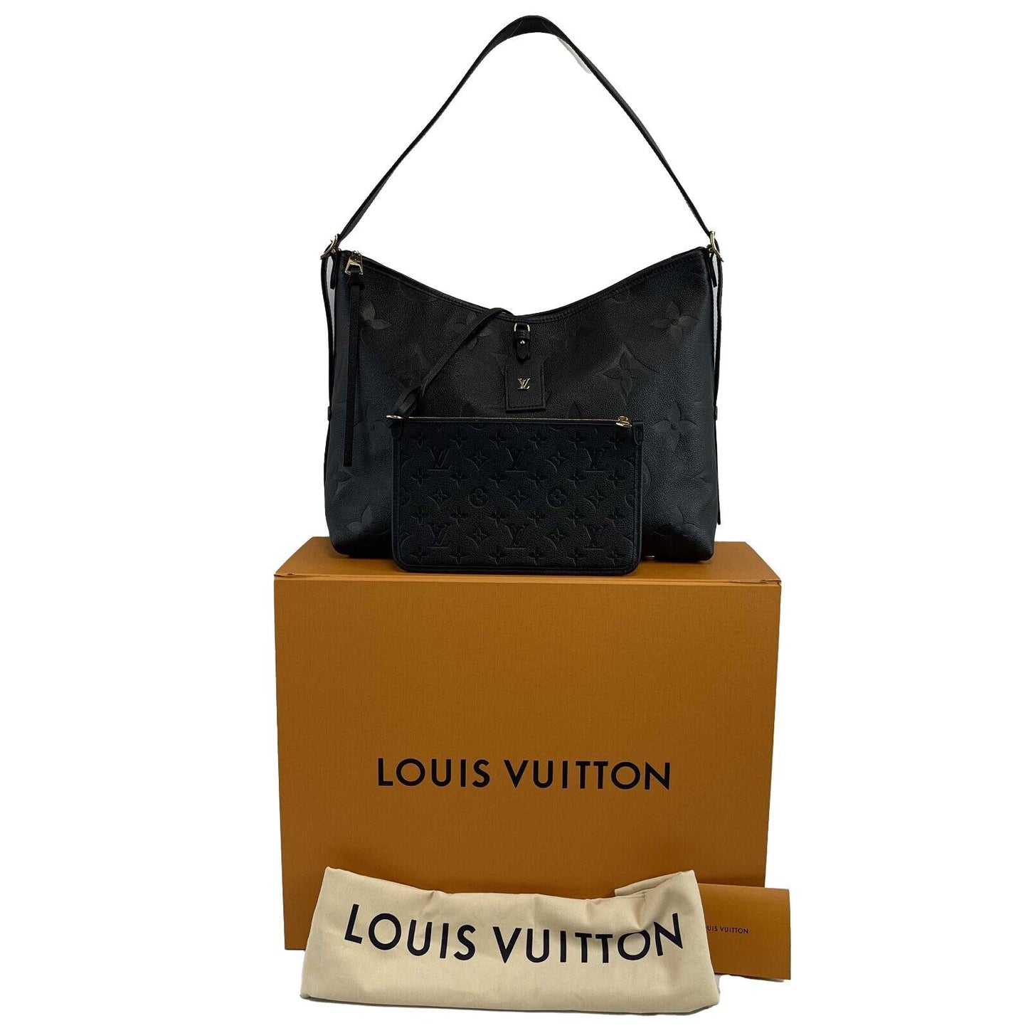 Louis Vuitton NEW CarryAll MM with Pochette Black Monogram Empreinte