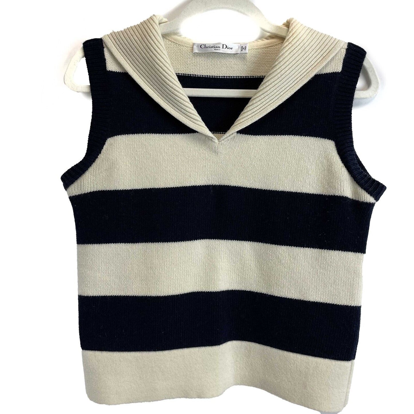 Christian Dior Marinière motif RARE Sailor Sleeveless Sweater Navy Top 34 US 2