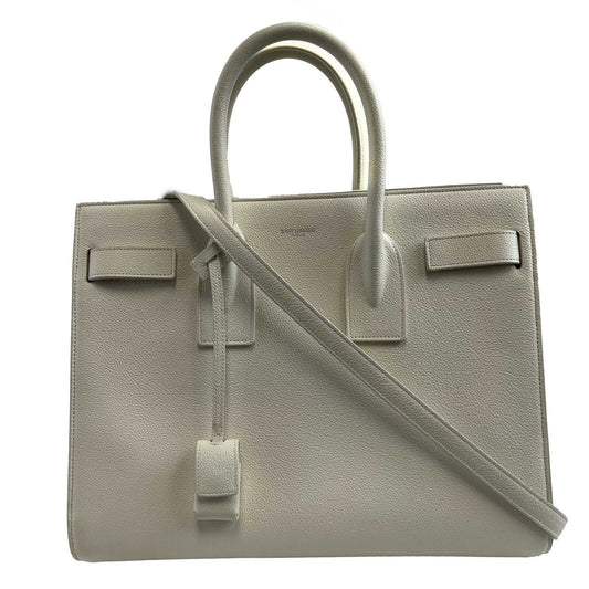 Saint Laurent - YSL Sac de Jour - White Calfskin Tote / Top Handle w/ Strap
