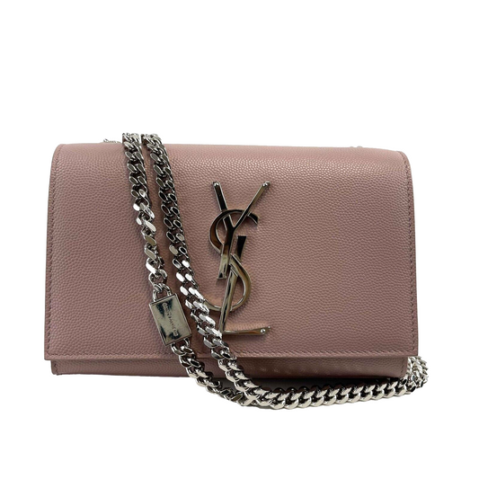 Saint Laurent Classic monogram kate satchel Grainy leather Pale Pink Crossbody