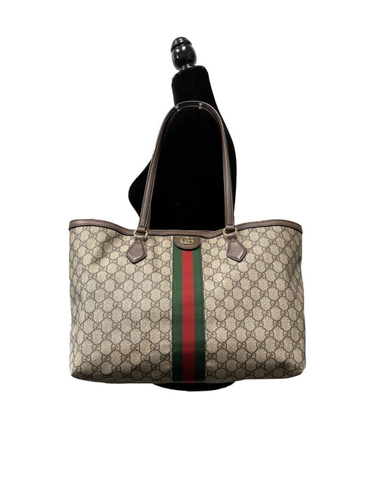 Gucci Medium Ophidia Tote Beige Brown GG Supreme Canvas Shoulder Bag
