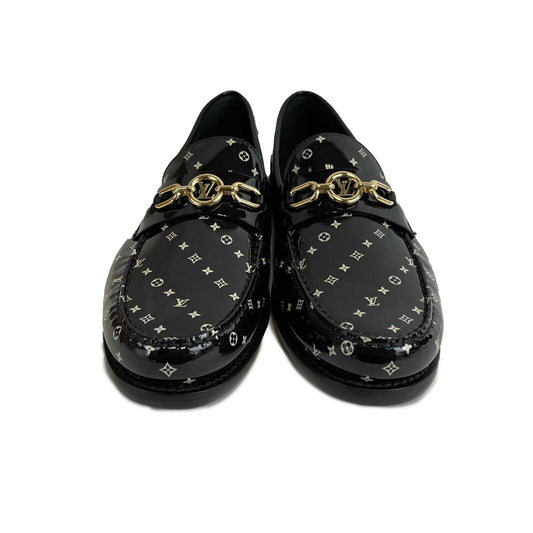Louis Vuitton - NEW Patent LV Chess Flat Loafer - Black/White - 42 US 9
