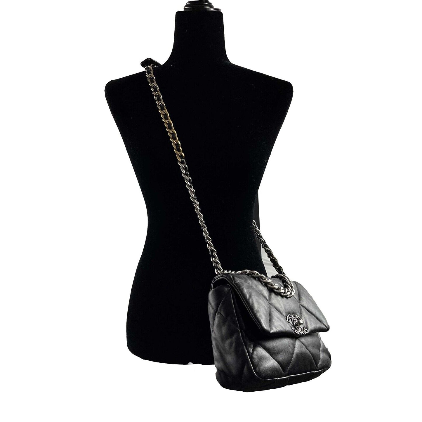 CHANEL - NEW Chanel 19 Medium CC Lambskin Black Flap Shoulder Bag