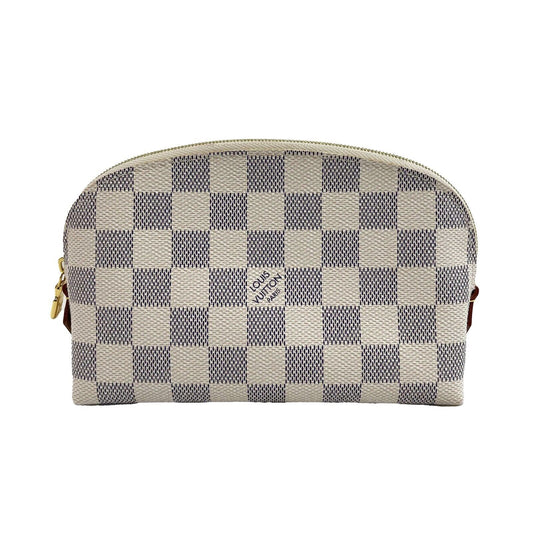 Louis Vuitton Damier Azur Canvas Cosmetic Pochette Pouch With Box White