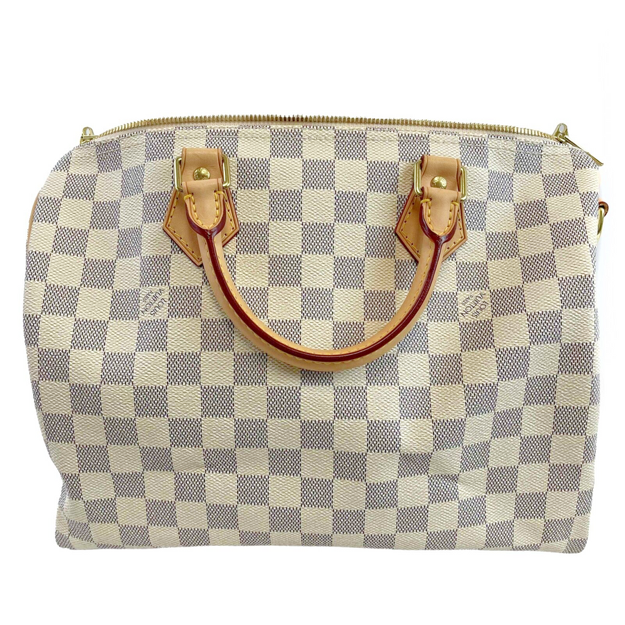 Louis Vuitton Speedy 30 Damier Azur White Handbag New w/ Box White